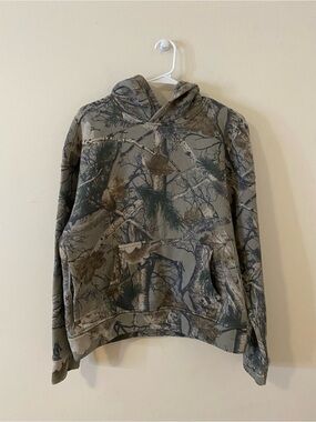 Hollister Boxy Fit Camouflage Hoodie - Green/Brown with pockets